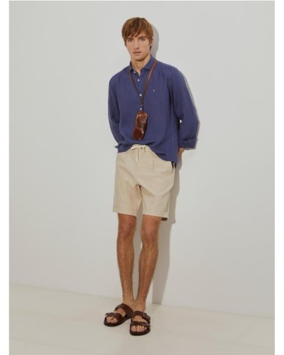 Bermudas de mezcla de algodón y lino