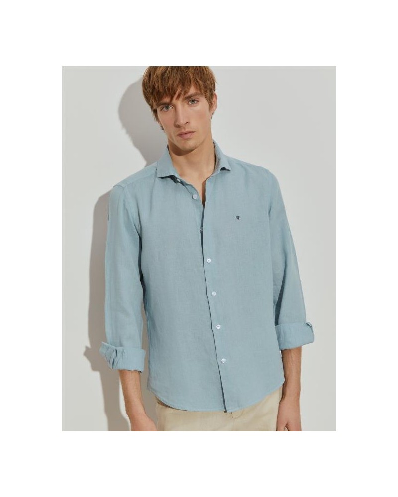 Camisa slim fit de lino teñido en prenda