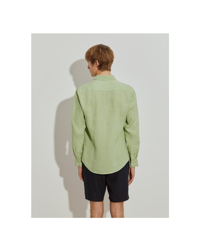 Camisa slim fit de lino teñido en prenda