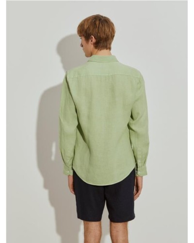 Camisa slim fit de lino teñido en prenda