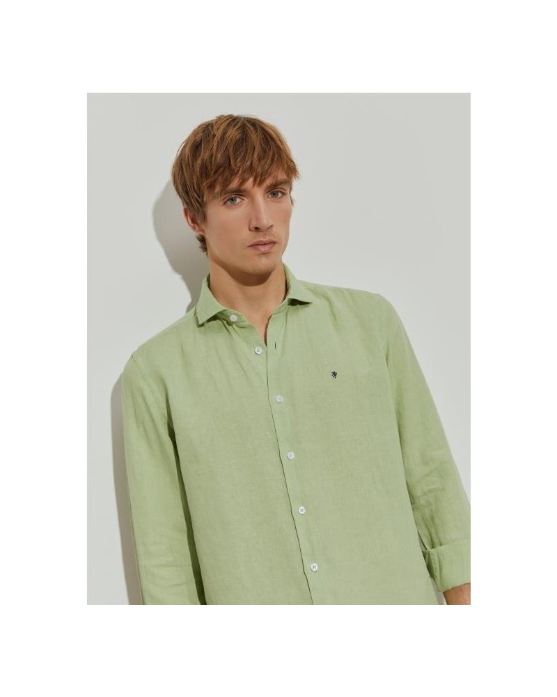 Camisa slim fit de lino teñido en prenda