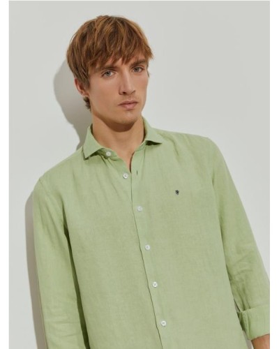 Camisa slim fit de lino teñido en prenda