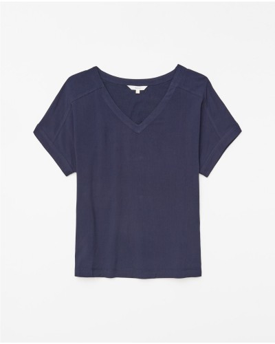 Camiseta bimateria escote pico azul oscuro
Ref. 42022