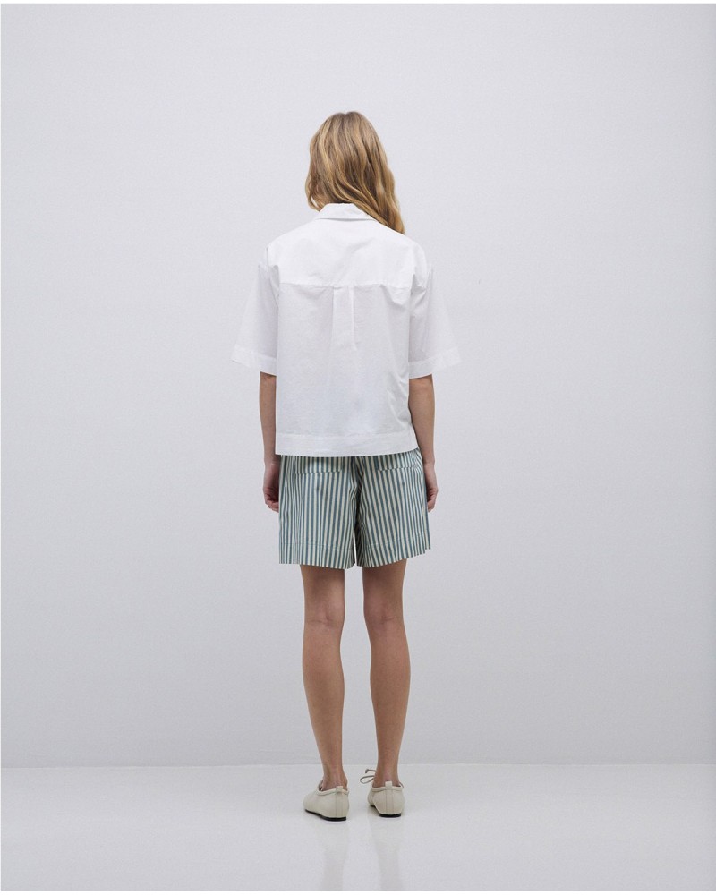 Camisa manga corta popelín blanco...