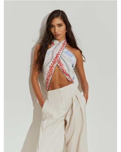 Fular estampado de algodón y seda BLANCROTO