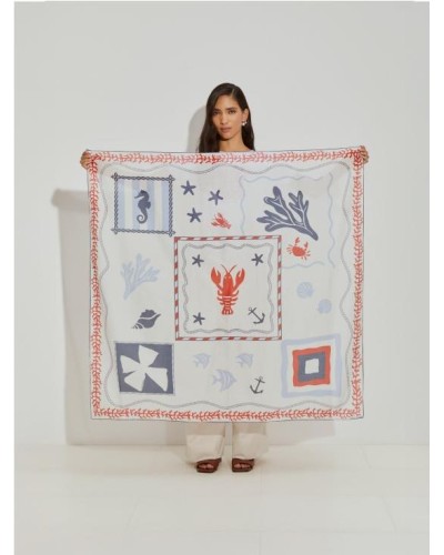 Fular estampado de algodón y seda BLANCROTO