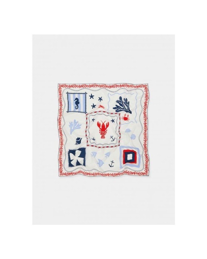 Fular estampado de algodón y seda...