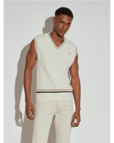 Chaleco de punto con rayas.