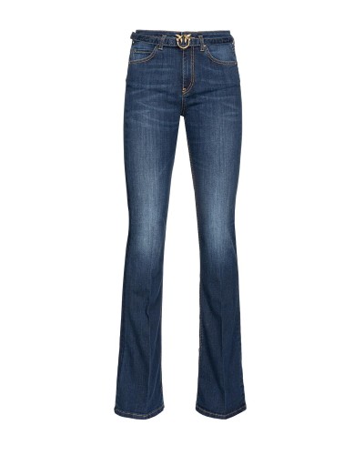 PANTALÓN ACAMPANADO CON CINTURON N DENIM OSCURO