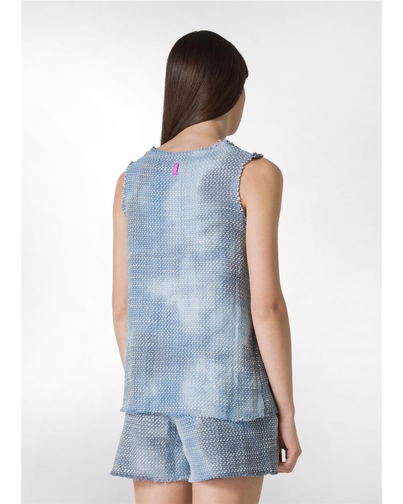 TOP DE TWEED EFECTO BATIK AZUL TOP DE TWEED EFECTO BATIK AZUL