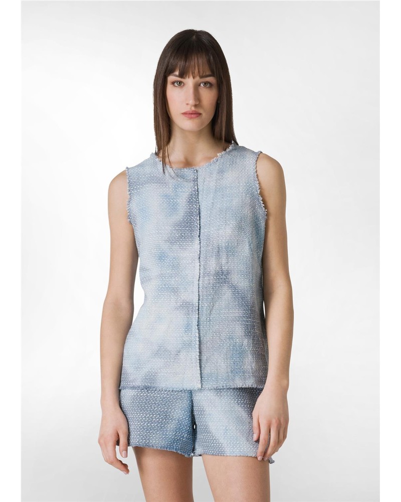 TOP DE TWEED EFECTO BATIK AZUL TOP DE TWEED EFECTO BATIK AZUL