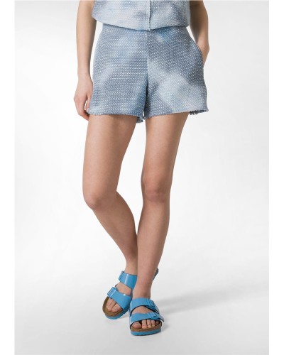 PANTALÓN CORTO DE TWEED EFECTO BATIK AZUL