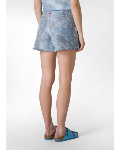 PANTALÓN CORTO DE TWEED EFECTO BATIK AZUL