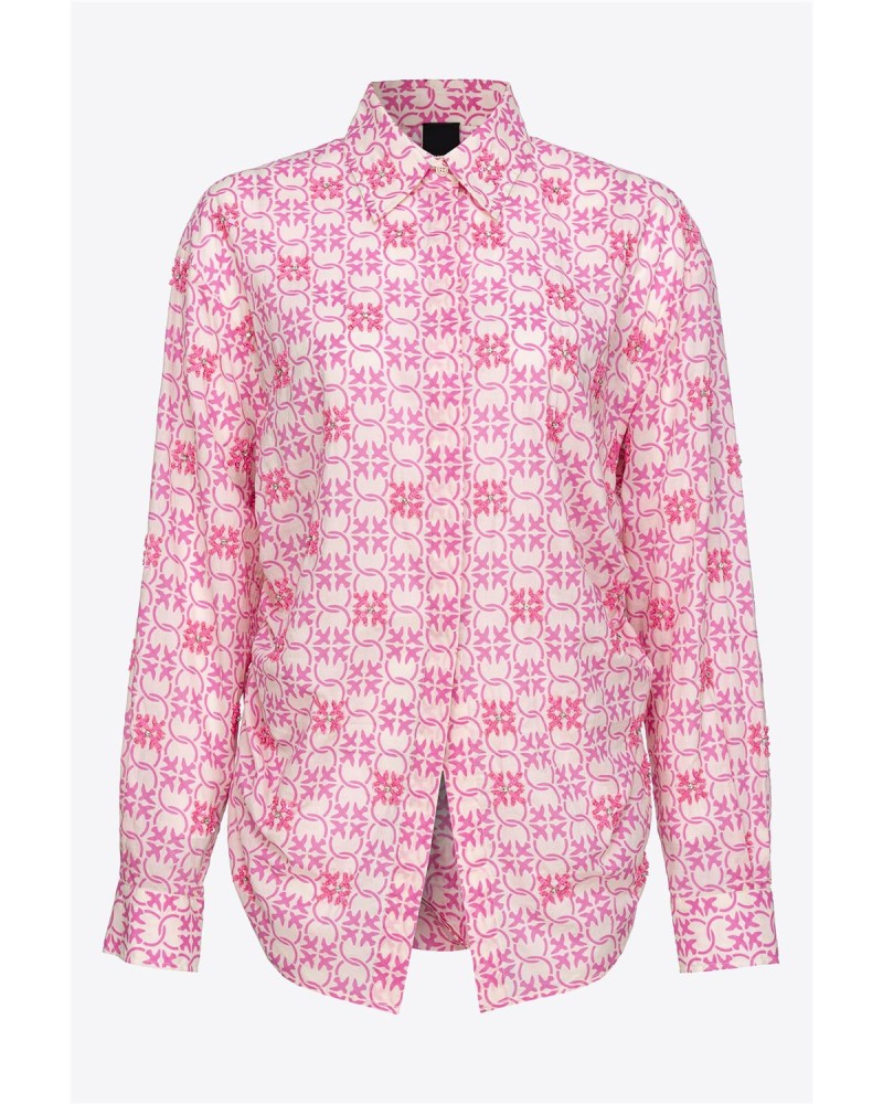 CAMISA DE MUSELINA CON MONOGRAM Y BORDADO