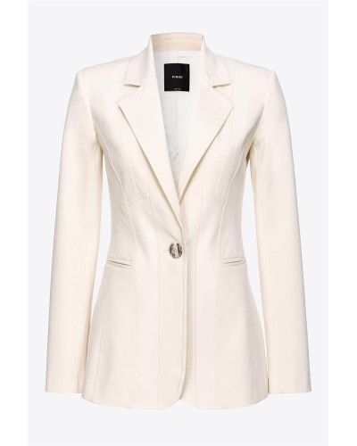 BLAZER DE BOTONADURA SIMPLE TEJIDO BIMATERIAL